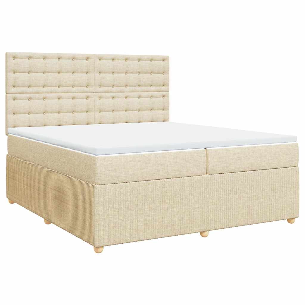 Boxspring met matras stof crèmekleurig 200x200 cm is nu te koop bij PeponiXL, paradijselijk wonen!