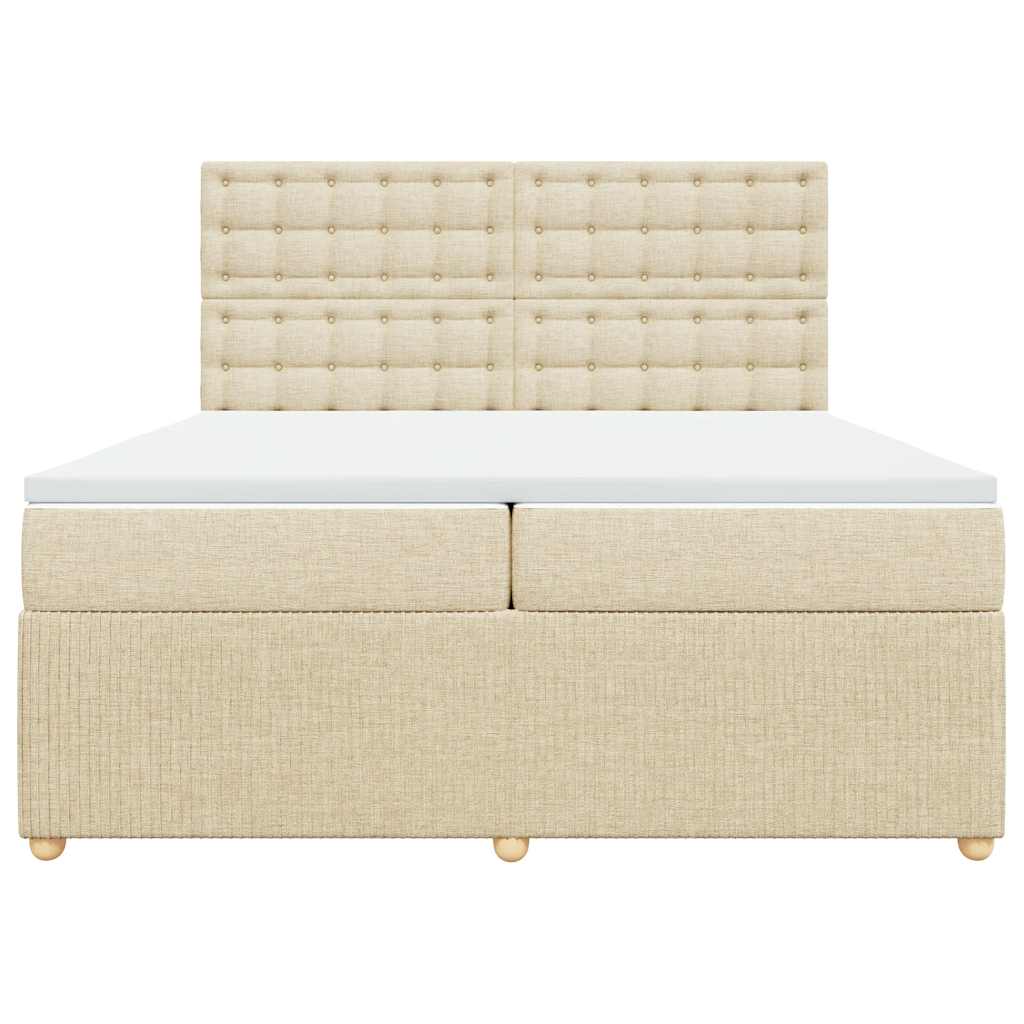 Boxspring met matras stof crèmekleurig 200x200 cm is nu te koop bij PeponiXL, paradijselijk wonen!