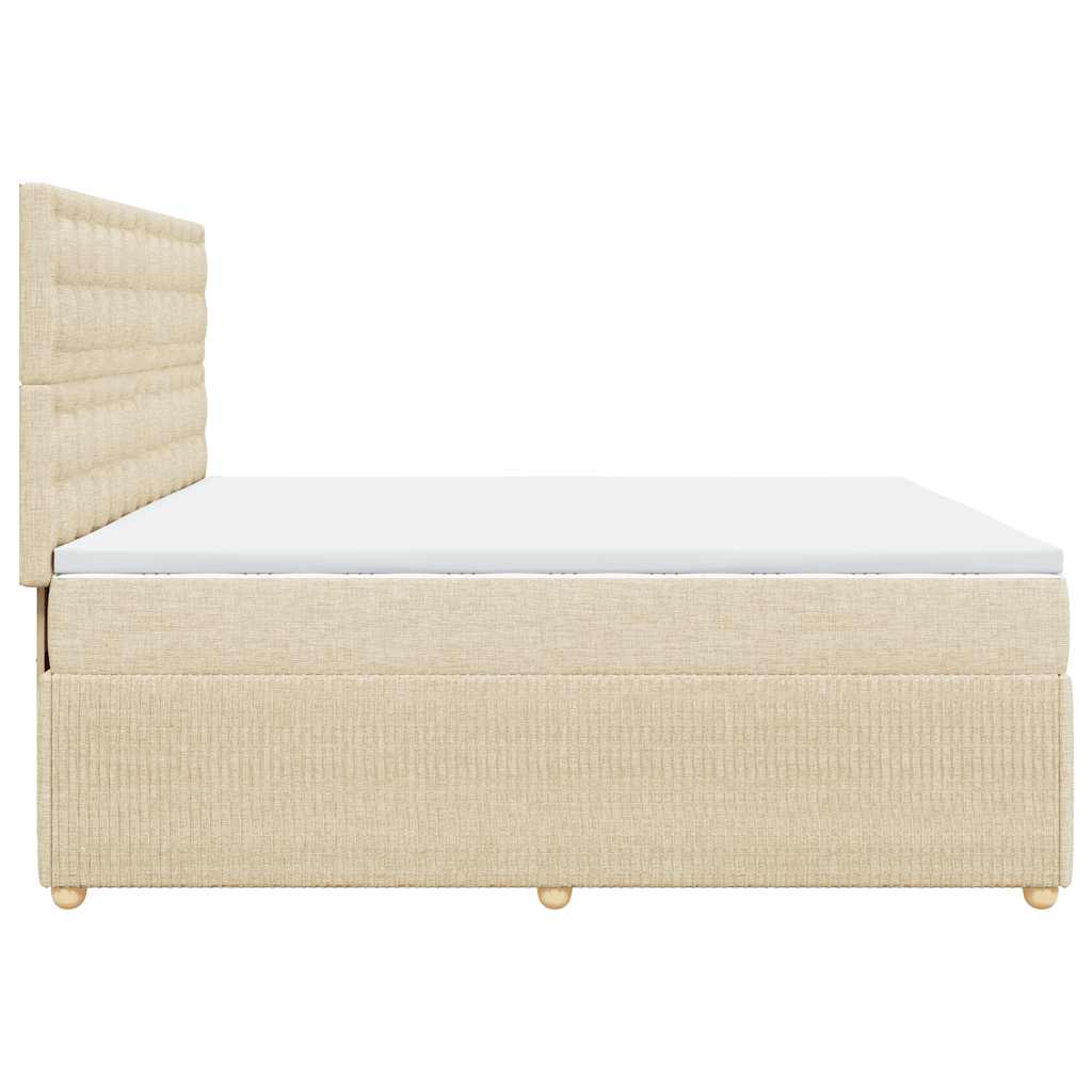 Boxspring met matras stof crèmekleurig 200x200 cm is nu te koop bij PeponiXL, paradijselijk wonen!