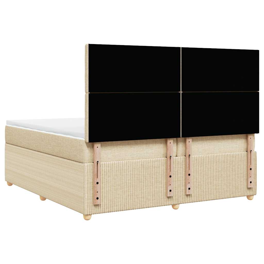 Boxspring met matras stof crèmekleurig 200x200 cm is nu te koop bij PeponiXL, paradijselijk wonen!