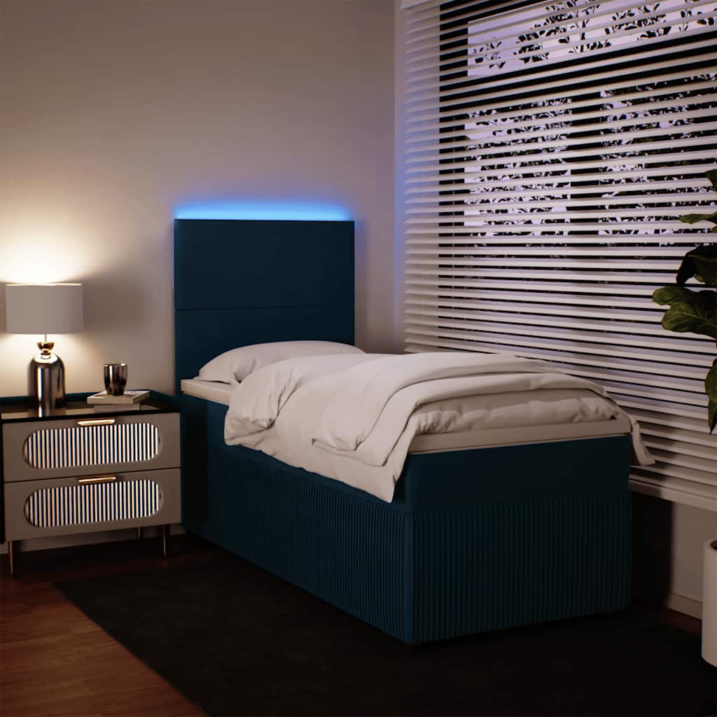 Boxspring met matras fluweel blauw 80x200 cm