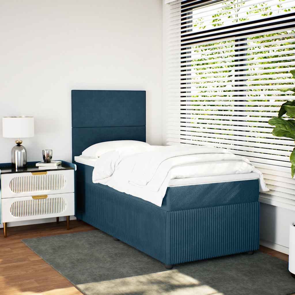 Boxspring met matras fluweel blauw 80x200 cm