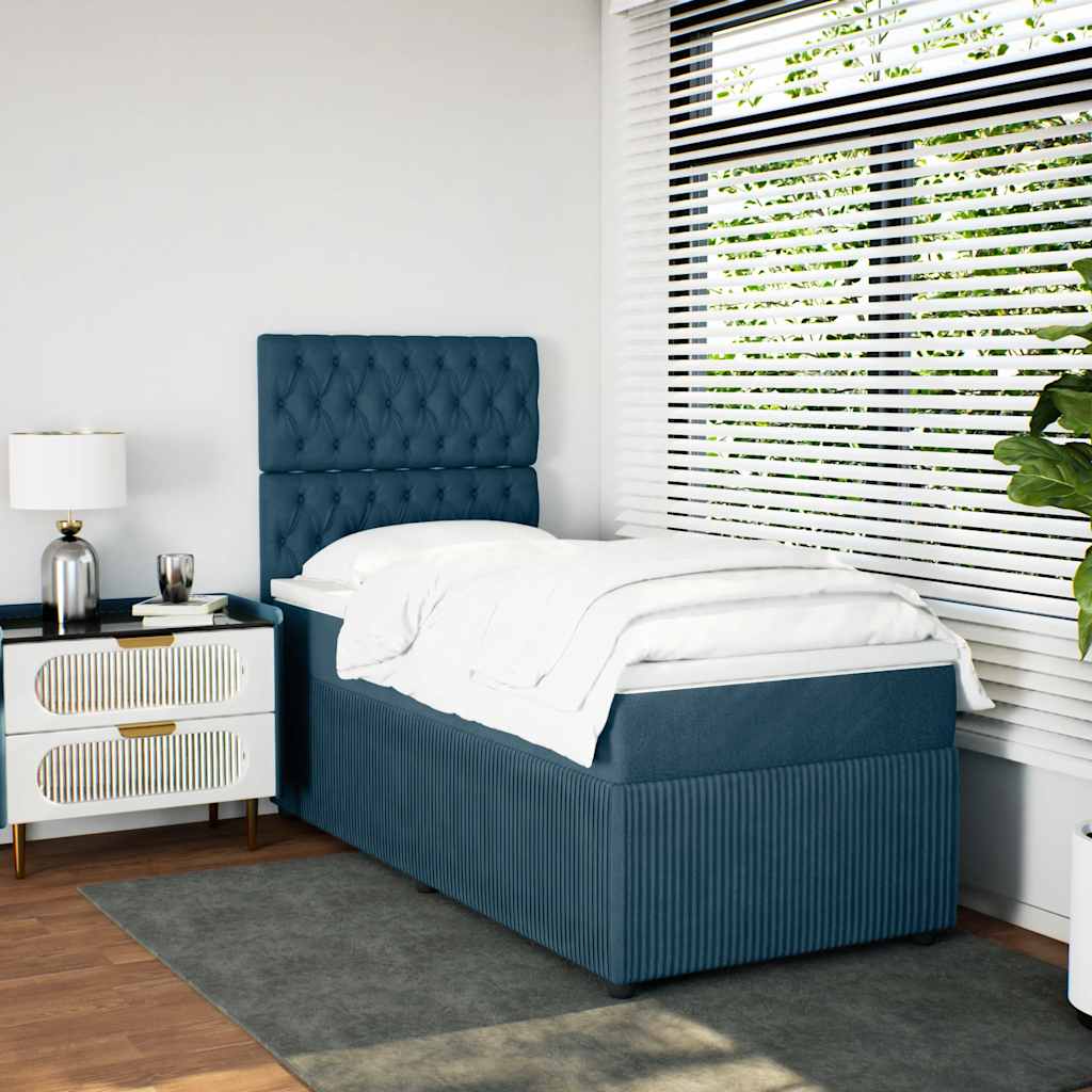 Boxspring met matras fluweel blauw 80x200 cm