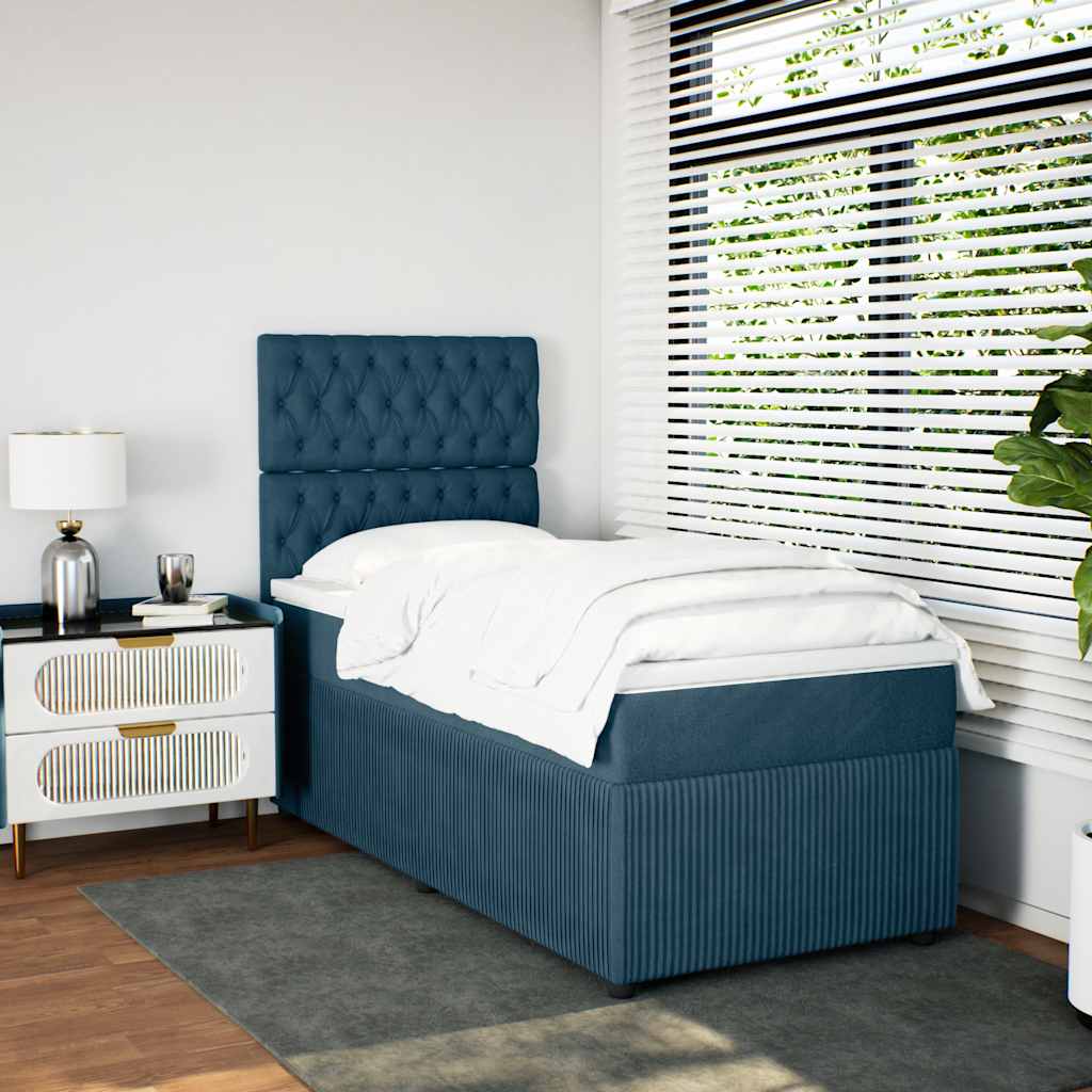 Boxspring met matras fluweel blauw 80x200 cm