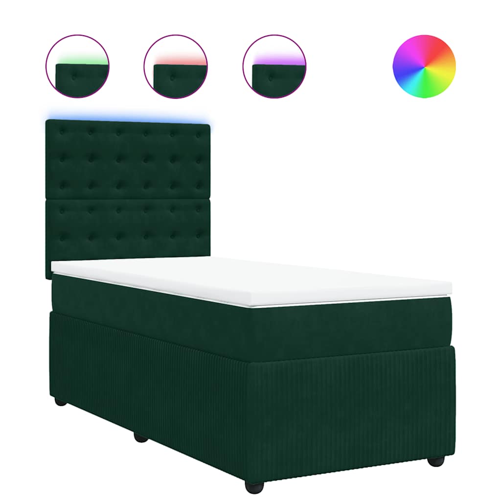 Boxspring met matras fluweel donkergroen 80x200 cm