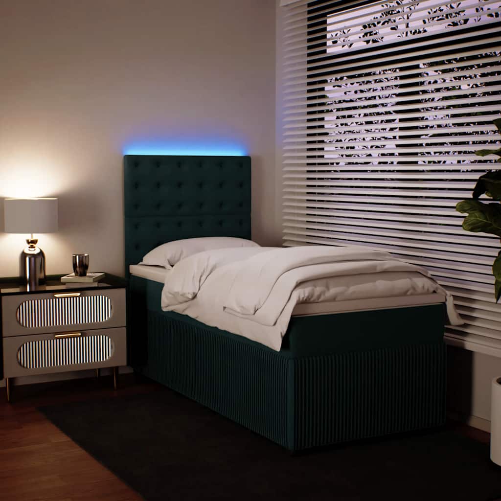 Boxspring met matras fluweel donkergroen 80x200 cm