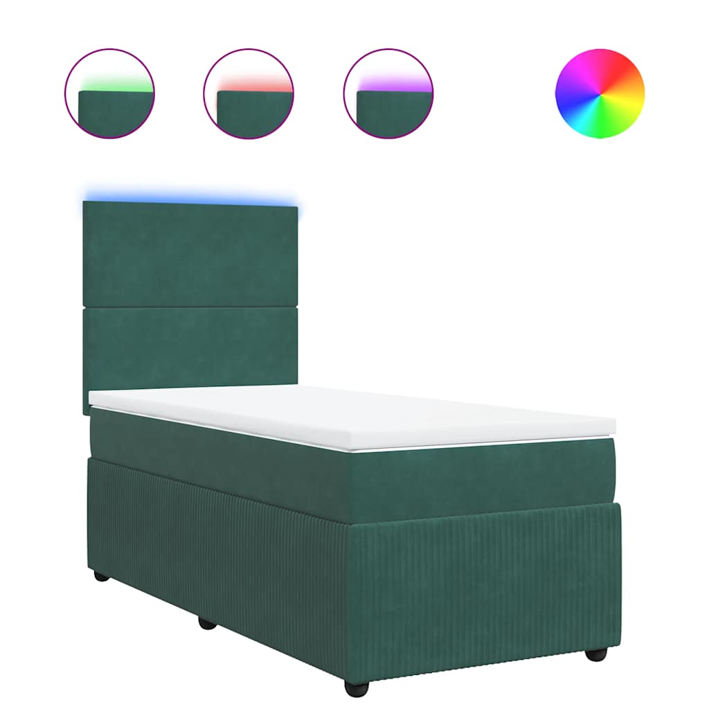 Boxspring met matras fluweel donkergroen 90x200 cm is nu te koop bij PeponiXL, paradijselijk wonen!