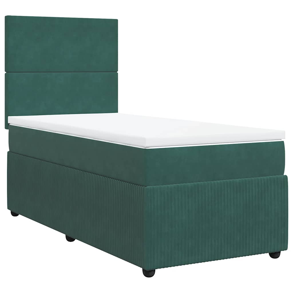 Boxspring met matras fluweel donkergroen 90x200 cm is nu te koop bij PeponiXL, paradijselijk wonen!