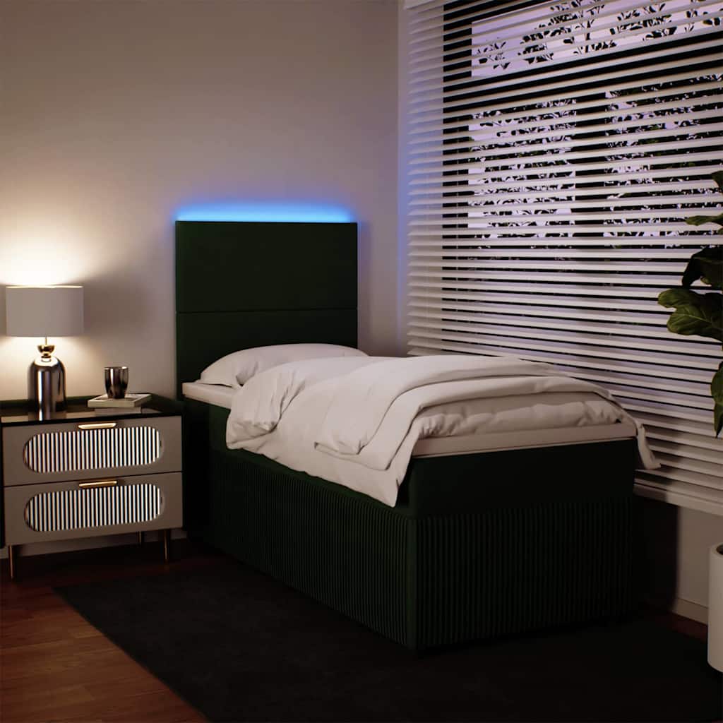 Boxspring met matras fluweel donkergroen 90x200 cm is nu te koop bij PeponiXL, paradijselijk wonen!
