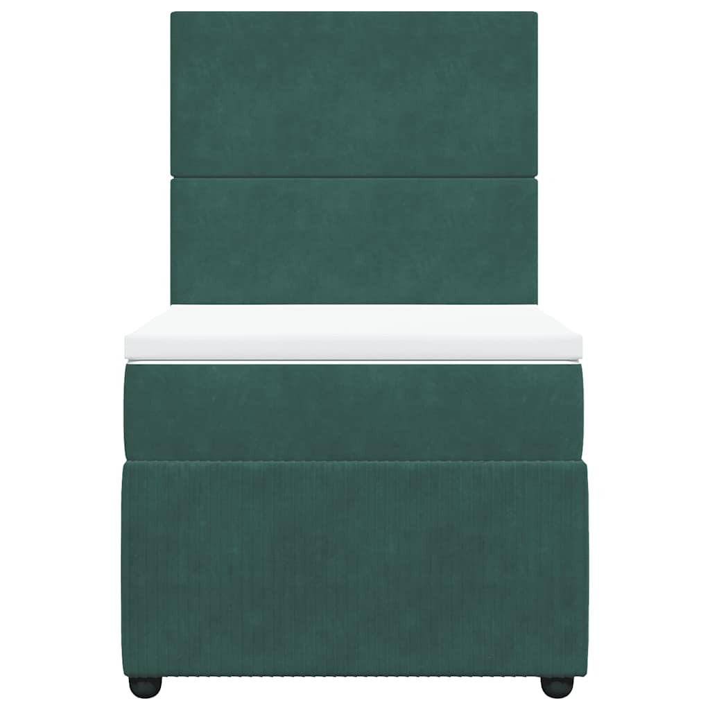 Boxspring met matras fluweel donkergroen 90x200 cm is nu te koop bij PeponiXL, paradijselijk wonen!