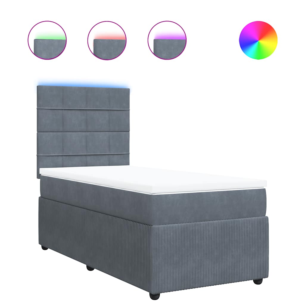 Boxspring met matras fluweel donkergrijs 90x200 cm is nu te koop bij PeponiXL, paradijselijk wonen!