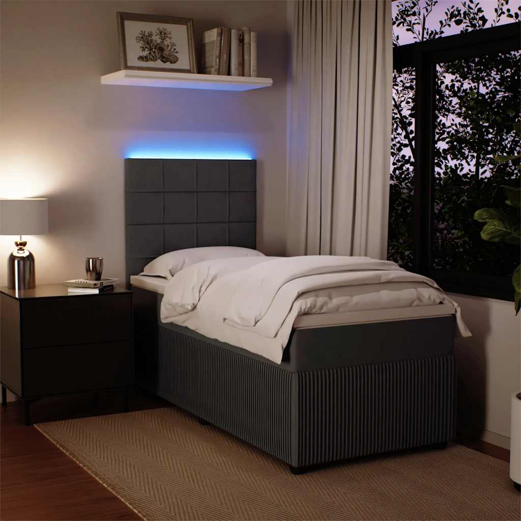 Boxspring met matras fluweel donkergrijs 90x200 cm is nu te koop bij PeponiXL, paradijselijk wonen!