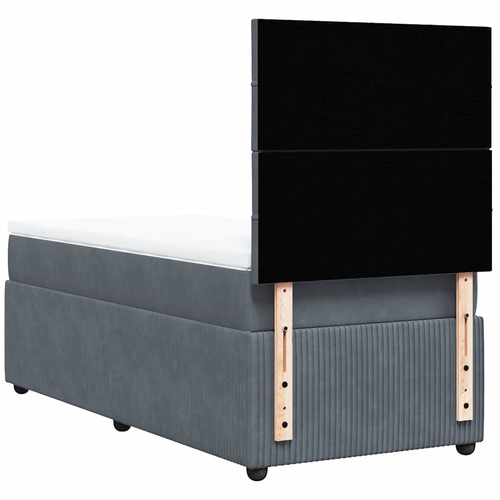 Boxspring met matras fluweel donkergrijs 90x200 cm is nu te koop bij PeponiXL, paradijselijk wonen!