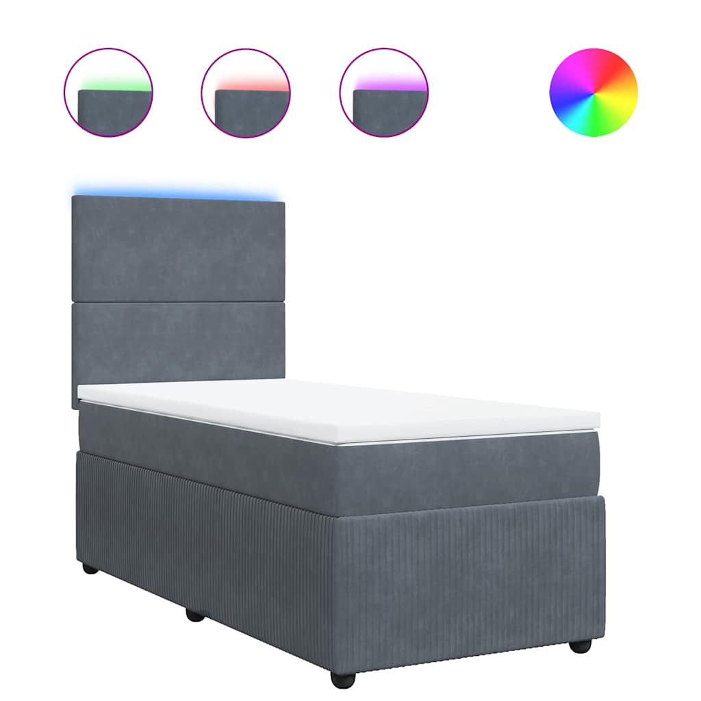 Boxspring met matras fluweel donkergrijs 100x200 cm is nu te koop bij PeponiXL, paradijselijk wonen!