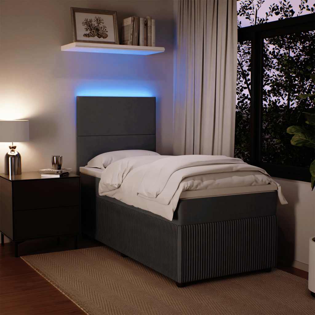 Boxspring met matras fluweel donkergrijs 100x200 cm is nu te koop bij PeponiXL, paradijselijk wonen!