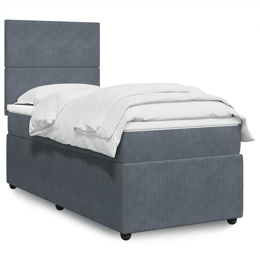 Boxspring met matras fluweel donkergrijs 100x200 cm is nu te koop bij PeponiXL, paradijselijk wonen!