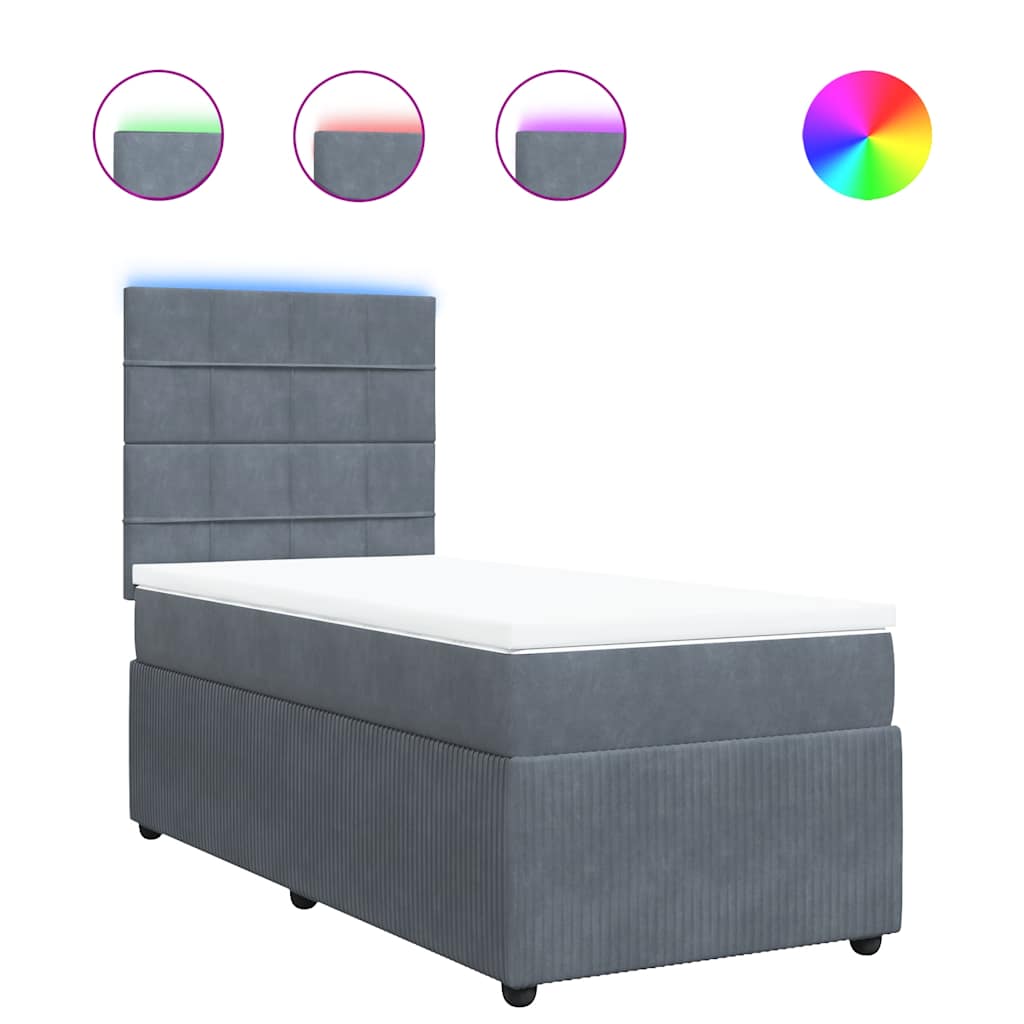 Boxspring met matras fluweel donkergrijs 100x200 cm is nu te koop bij PeponiXL, paradijselijk wonen!