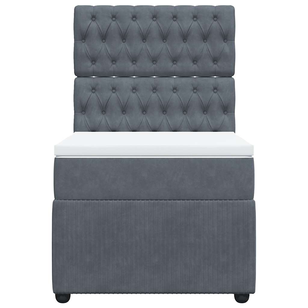 Boxspring met matras fluweel donkergrijs 100x200 cm is nu te koop bij PeponiXL, paradijselijk wonen!