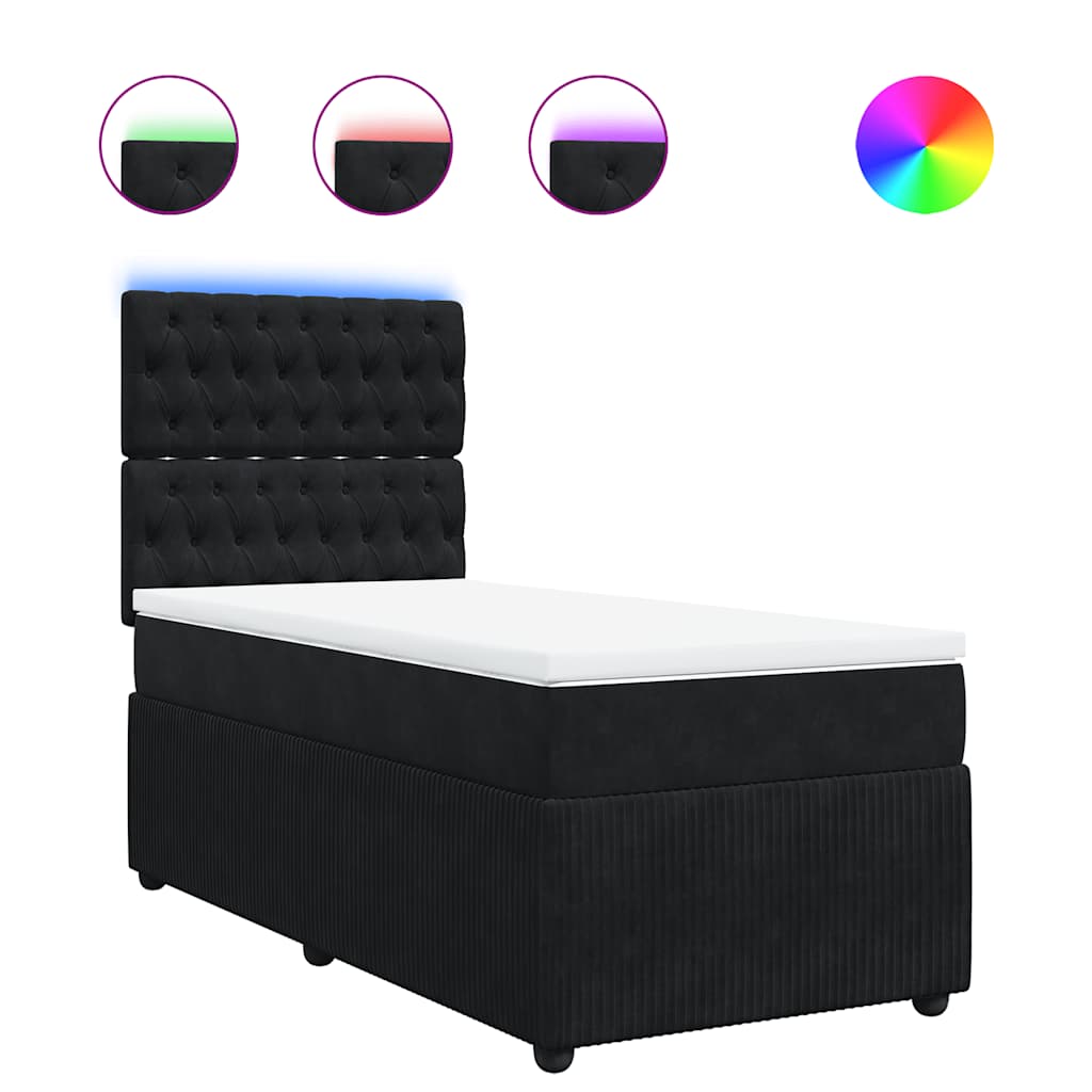 Boxspring met matras fluweel zwart 100x200 cm is nu te koop bij PeponiXL, paradijselijk wonen!