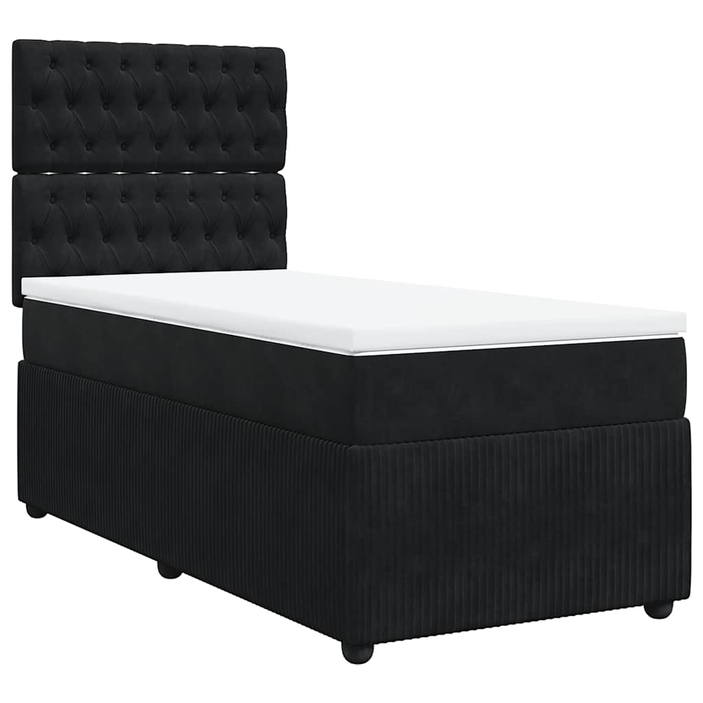 Boxspring met matras fluweel zwart 100x200 cm is nu te koop bij PeponiXL, paradijselijk wonen!