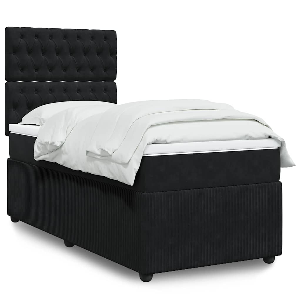 Boxspring met matras fluweel zwart 100x200 cm is nu te koop bij PeponiXL, paradijselijk wonen!
