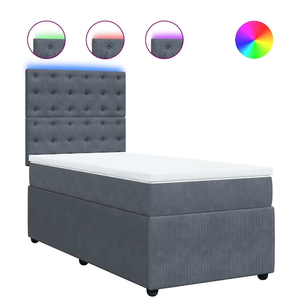 Boxspring met matras fluweel donkergrijs 100x200 cm is nu te koop bij PeponiXL, paradijselijk wonen!