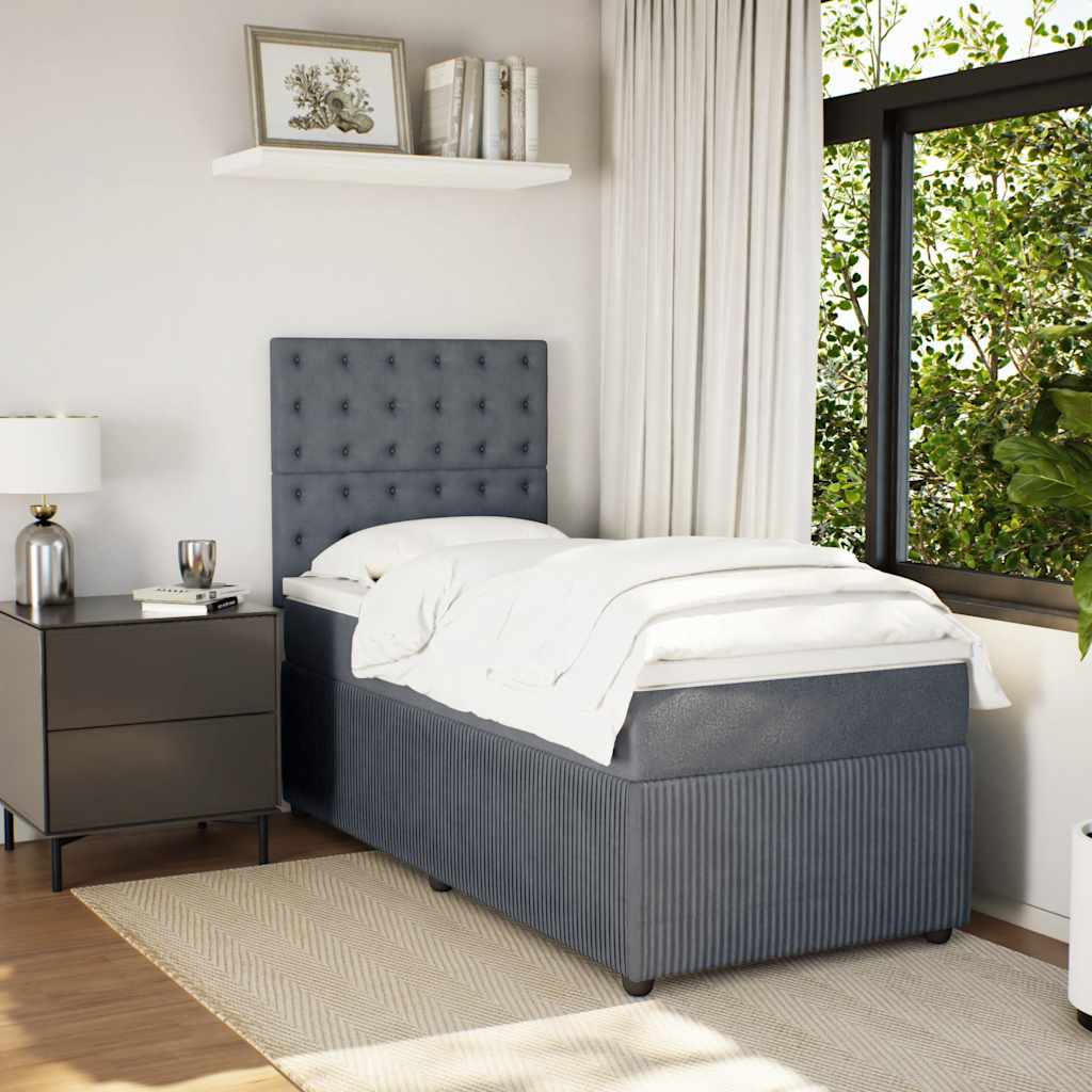 Boxspring met matras fluweel donkergrijs 100x200 cm is nu te koop bij PeponiXL, paradijselijk wonen!