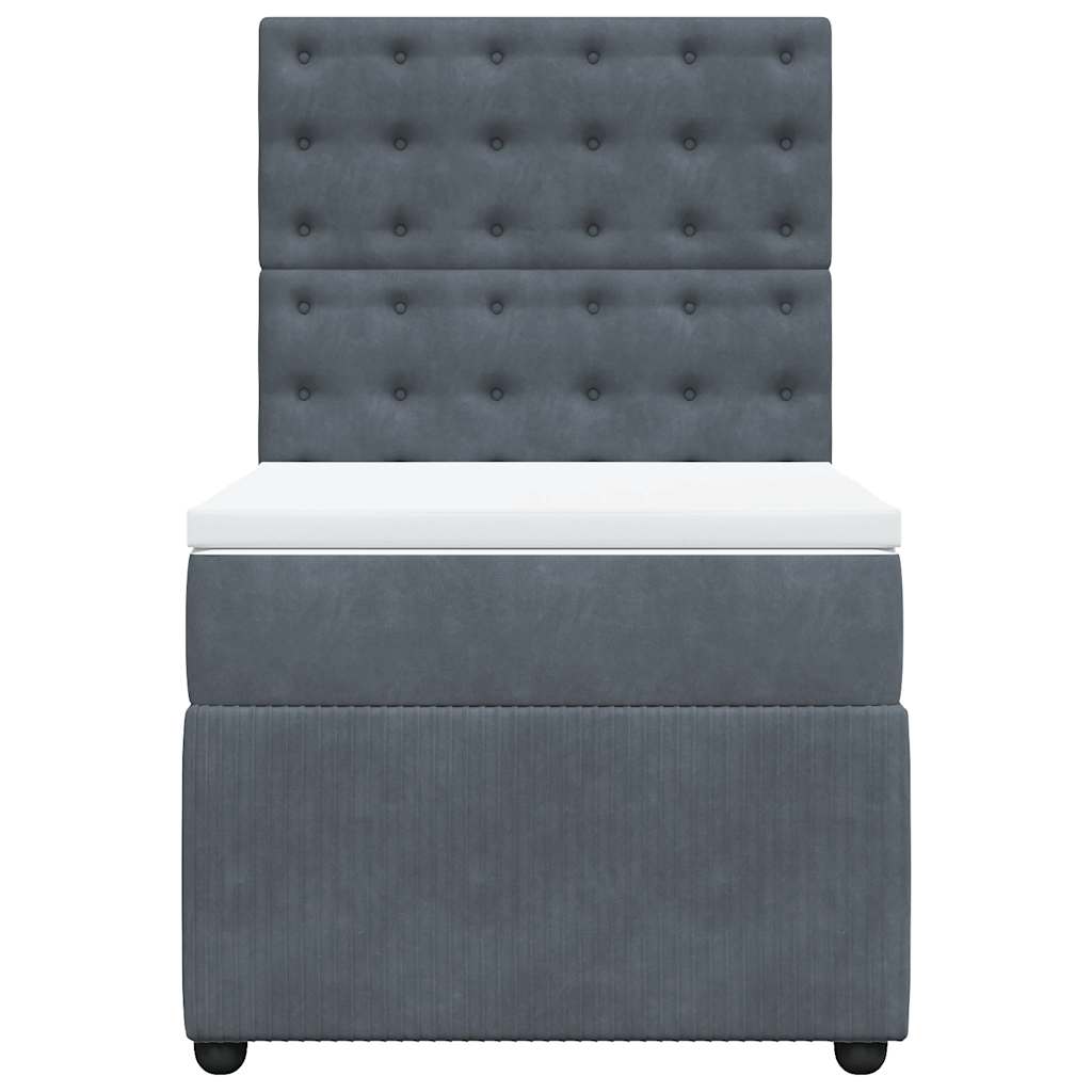 Boxspring met matras fluweel donkergrijs 100x200 cm is nu te koop bij PeponiXL, paradijselijk wonen!