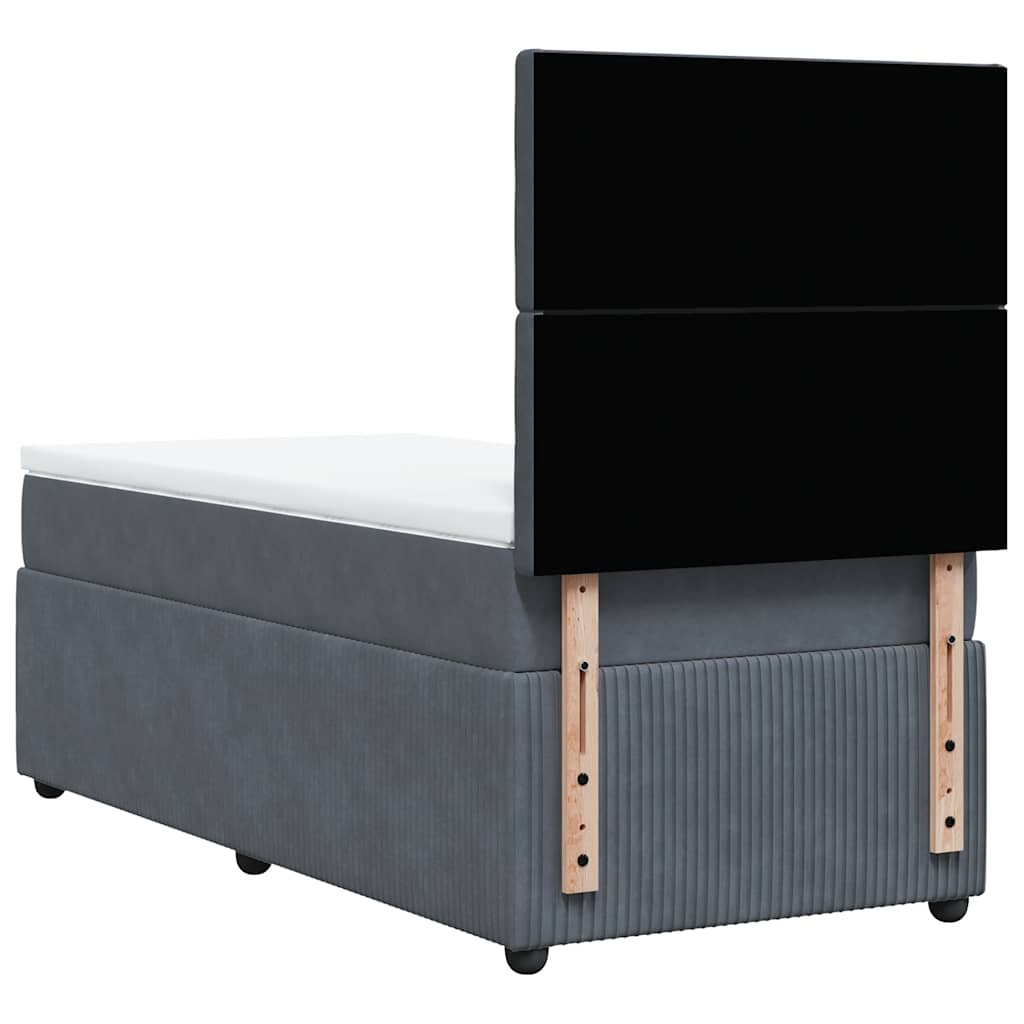 Boxspring met matras fluweel donkergrijs 100x200 cm is nu te koop bij PeponiXL, paradijselijk wonen!