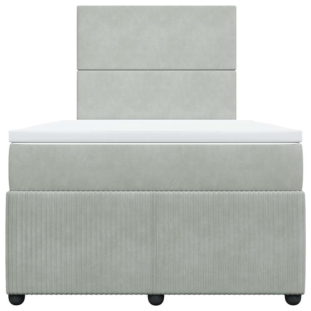 Boxspring met matras fluweel lichtgrijs 120x190 cm is nu te koop bij PeponiXL, paradijselijk wonen!