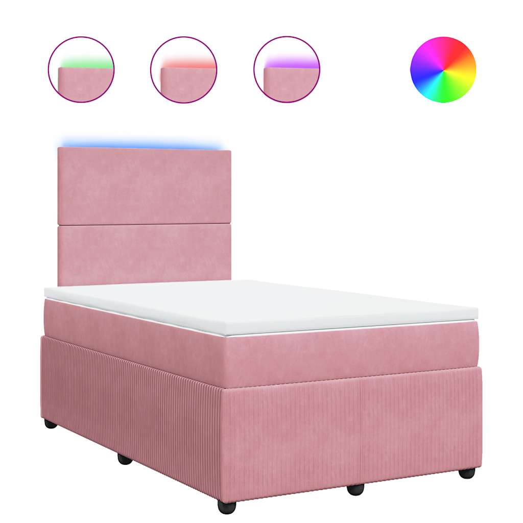 Boxspring met matras fluweel roze 120x190 cm is nu te koop bij PeponiXL, paradijselijk wonen!