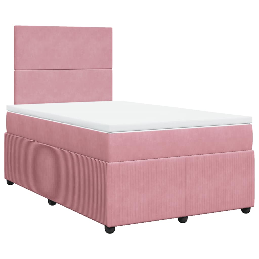 Boxspring met matras fluweel roze 120x190 cm is nu te koop bij PeponiXL, paradijselijk wonen!