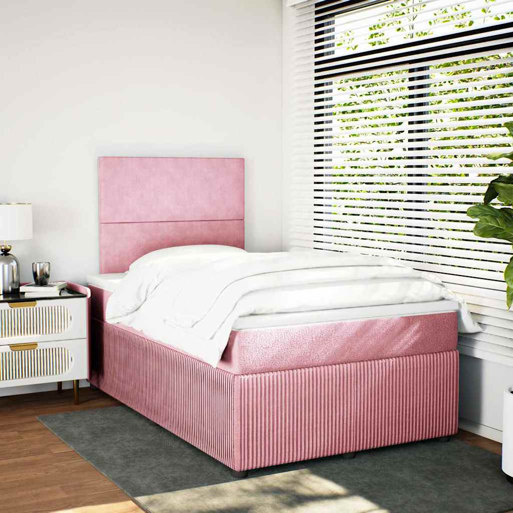 Boxspring met matras fluweel roze 120x190 cm is nu te koop bij PeponiXL, paradijselijk wonen!