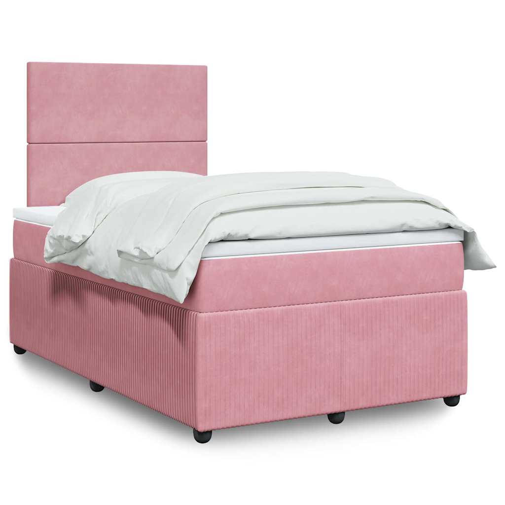 Boxspring met matras fluweel roze 120x190 cm is nu te koop bij PeponiXL, paradijselijk wonen!