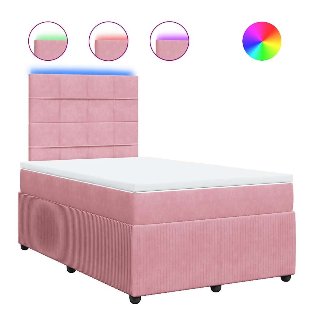 Boxspring met matras fluweel roze 120x190 cm is nu te koop bij PeponiXL, paradijselijk wonen!