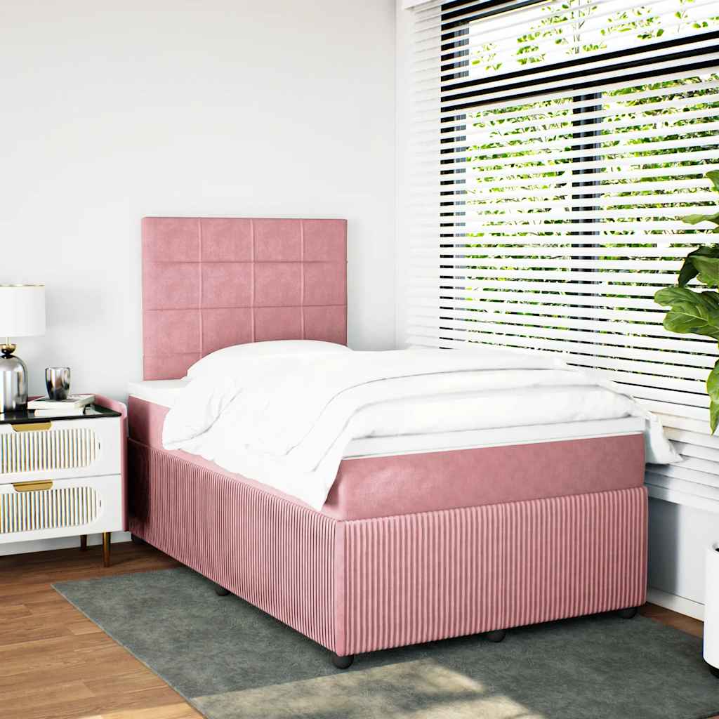 Boxspring met matras fluweel roze 120x190 cm is nu te koop bij PeponiXL, paradijselijk wonen!