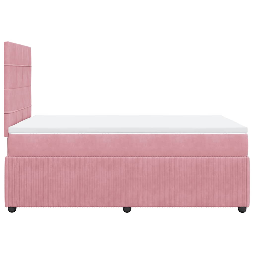 Boxspring met matras fluweel roze 120x190 cm is nu te koop bij PeponiXL, paradijselijk wonen!