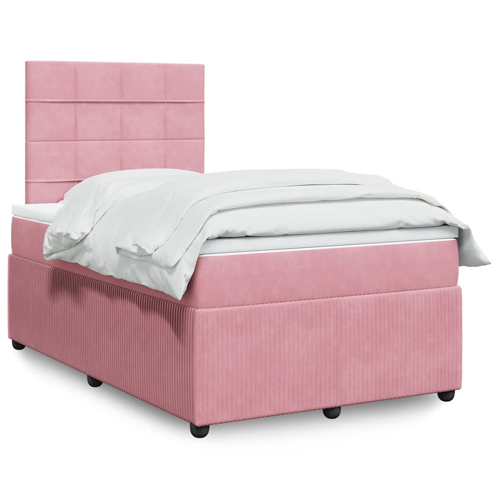 Boxspring met matras fluweel roze 120x190 cm is nu te koop bij PeponiXL, paradijselijk wonen!