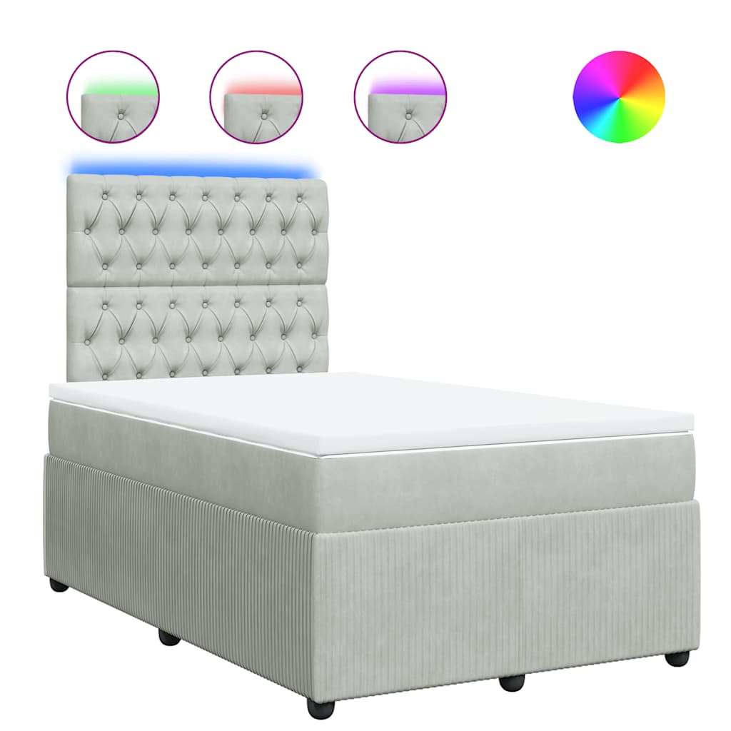 Boxspring met matras fluweel lichtgrijs 120x190 cm is nu te koop bij PeponiXL, paradijselijk wonen!