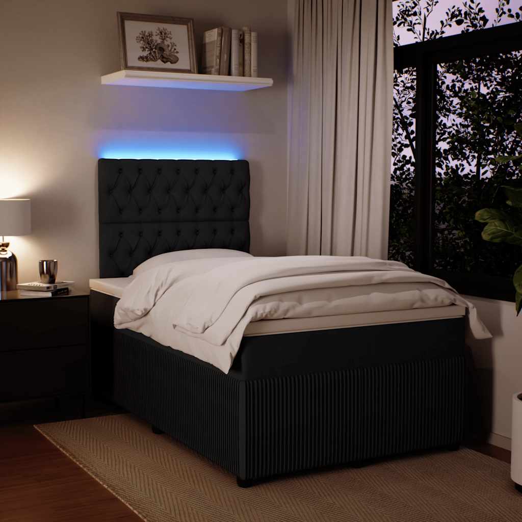 Boxspring met matras fluweel zwart 120x190 cm is nu te koop bij PeponiXL, paradijselijk wonen!