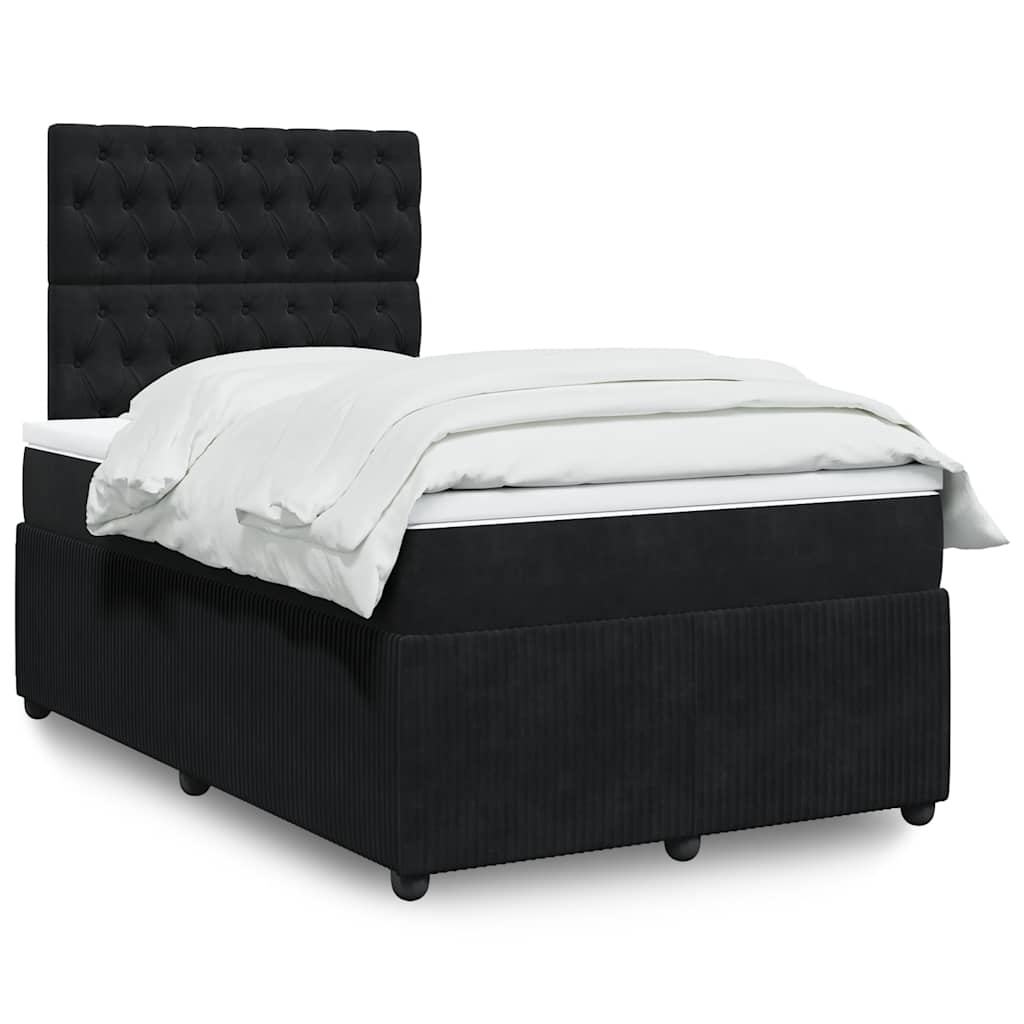 Boxspring met matras fluweel zwart 120x190 cm is nu te koop bij PeponiXL, paradijselijk wonen!