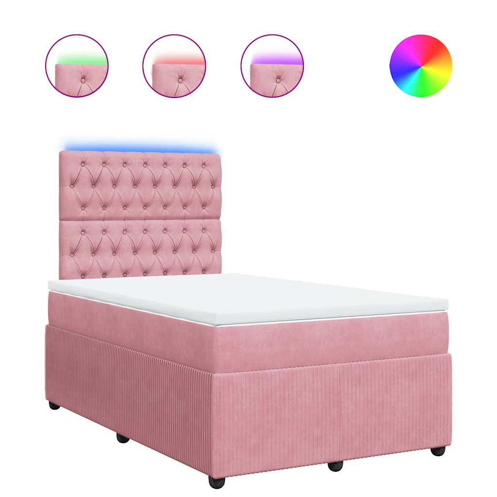 Boxspring met matras fluweel roze 120x190 cm is nu te koop bij PeponiXL, paradijselijk wonen!