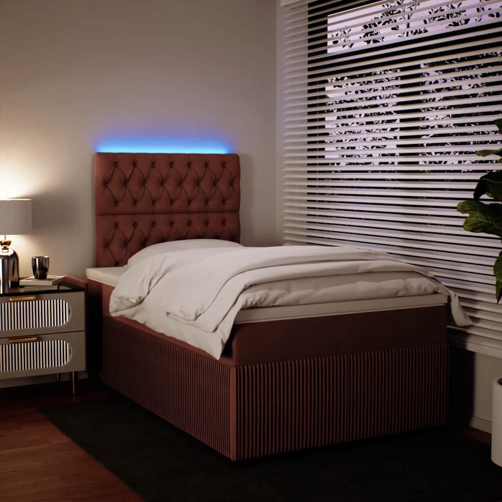 Boxspring met matras fluweel roze 120x190 cm is nu te koop bij PeponiXL, paradijselijk wonen!