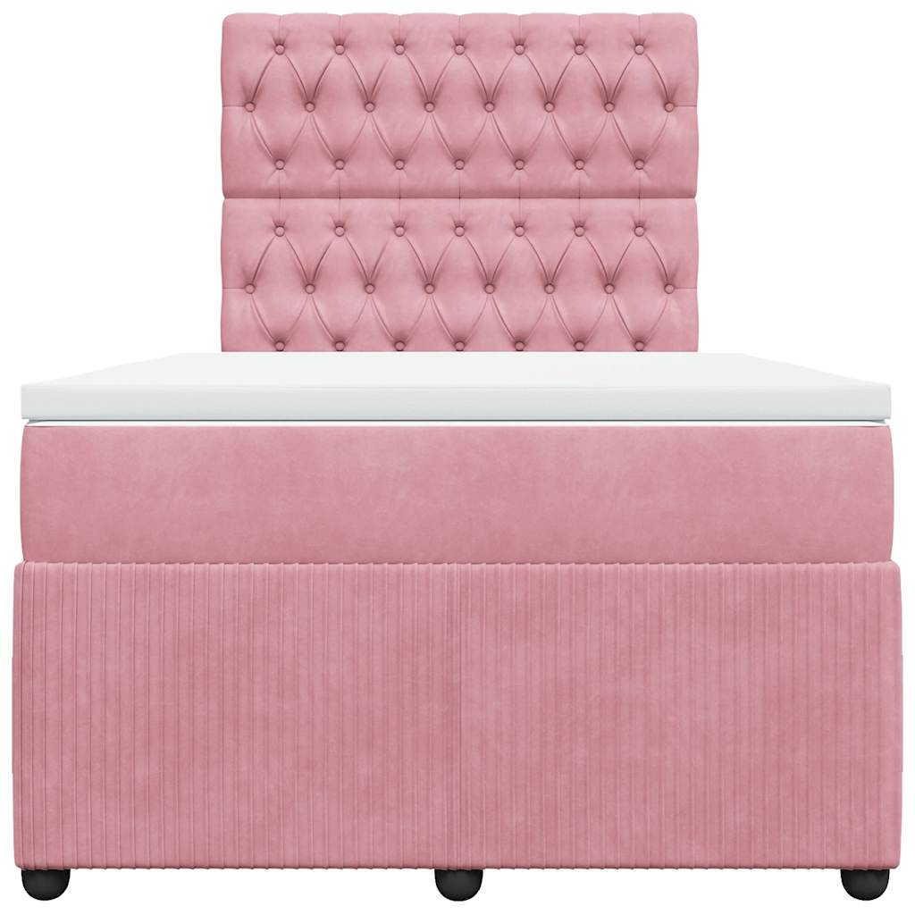 Boxspring met matras fluweel roze 120x190 cm is nu te koop bij PeponiXL, paradijselijk wonen!
