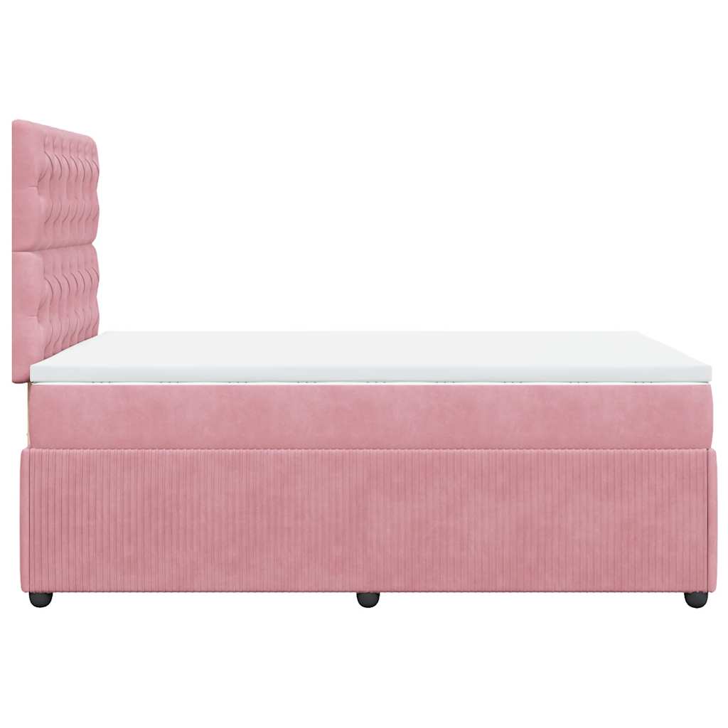 Boxspring met matras fluweel roze 120x190 cm is nu te koop bij PeponiXL, paradijselijk wonen!