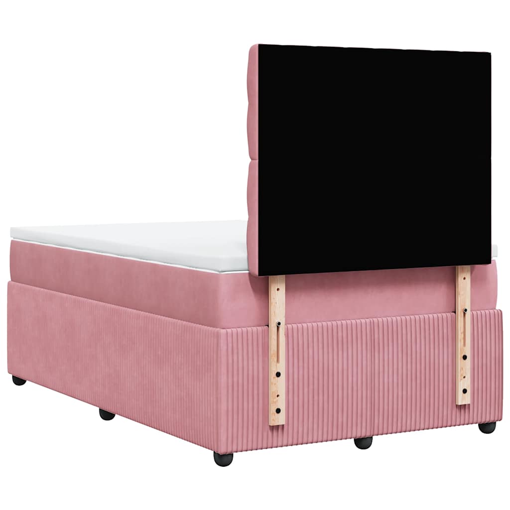 Boxspring met matras fluweel roze 120x190 cm is nu te koop bij PeponiXL, paradijselijk wonen!