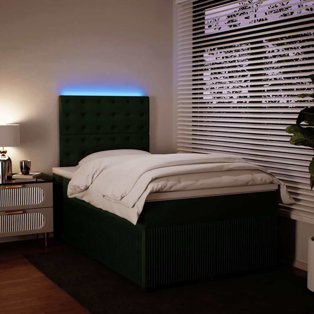 Boxspring met matras fluweel donkergroen 120x190 cm is nu te koop bij PeponiXL, paradijselijk wonen!