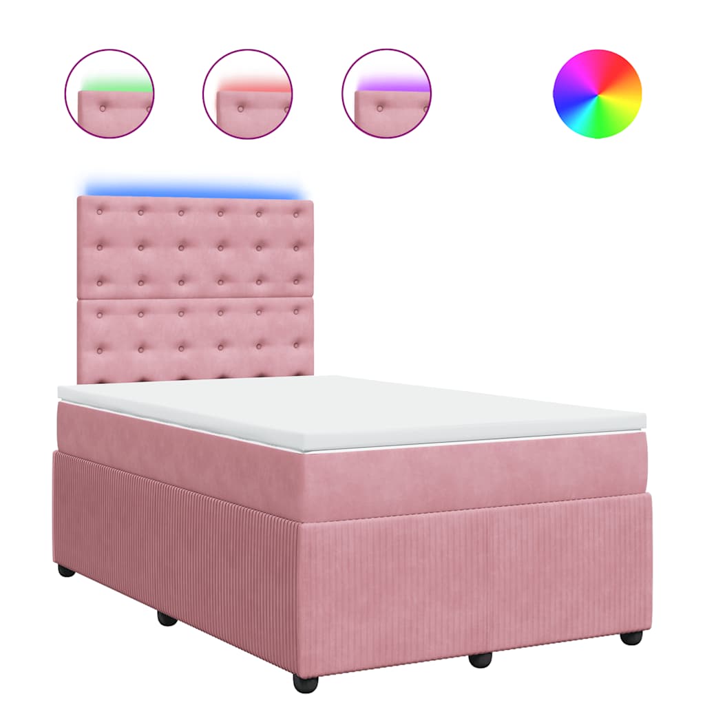 Boxspring met matras fluweel roze 120x190 cm is nu te koop bij PeponiXL, paradijselijk wonen!