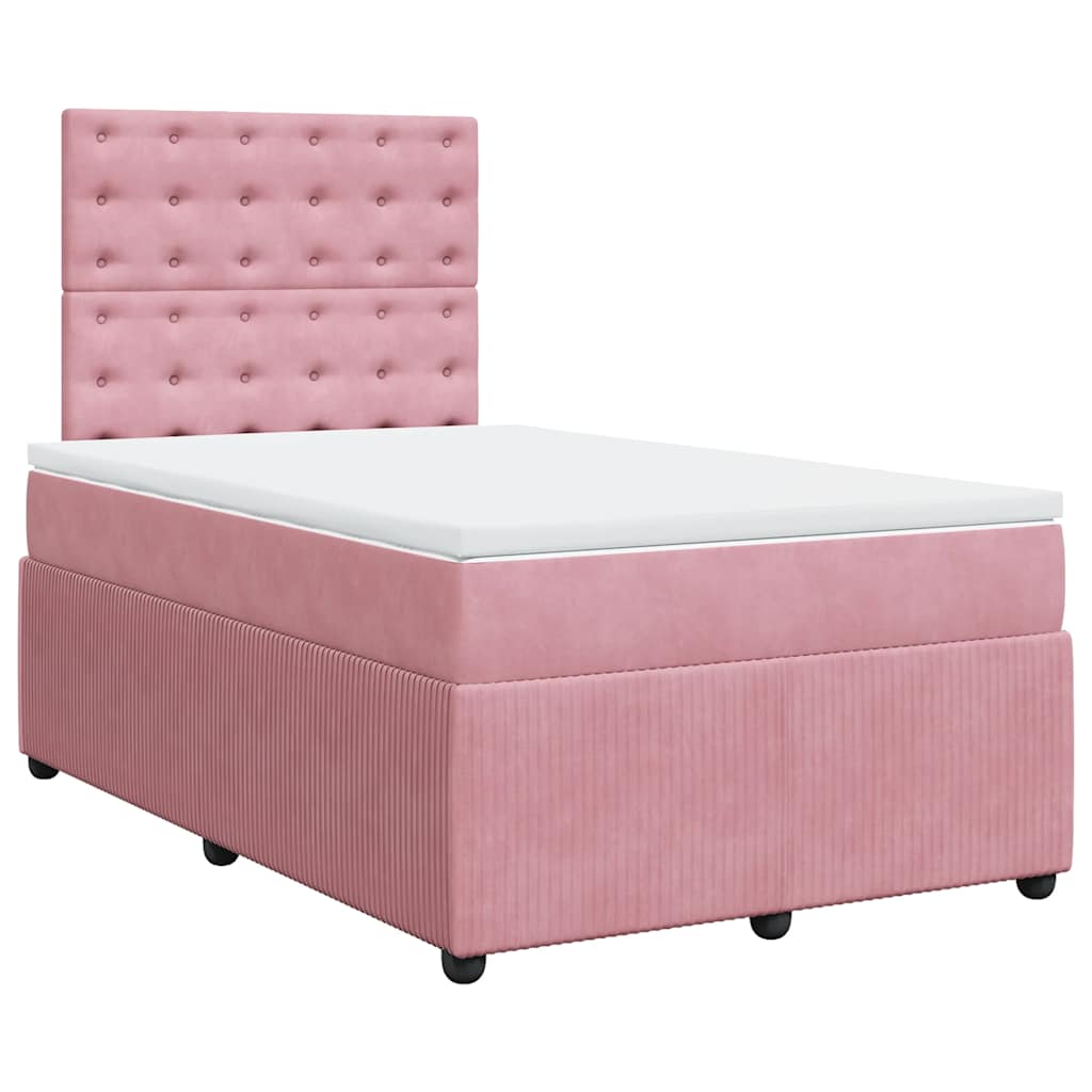 Boxspring met matras fluweel roze 120x190 cm is nu te koop bij PeponiXL, paradijselijk wonen!