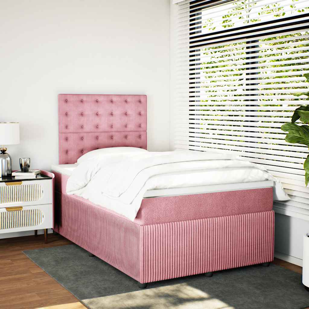 Boxspring met matras fluweel roze 120x190 cm is nu te koop bij PeponiXL, paradijselijk wonen!